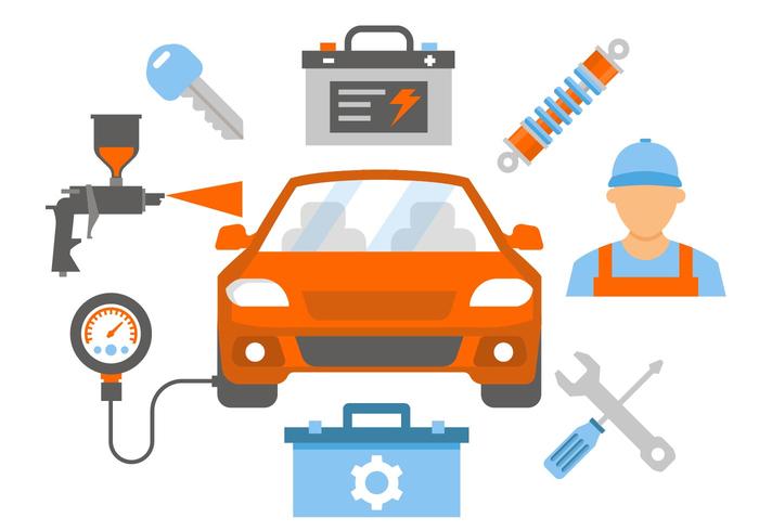 700x490 Car Repair And Service Vector Illustration
