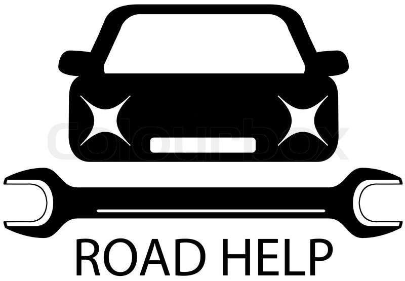 800x555 Road Help Sign With Black Car And Stock Vector Colourbox