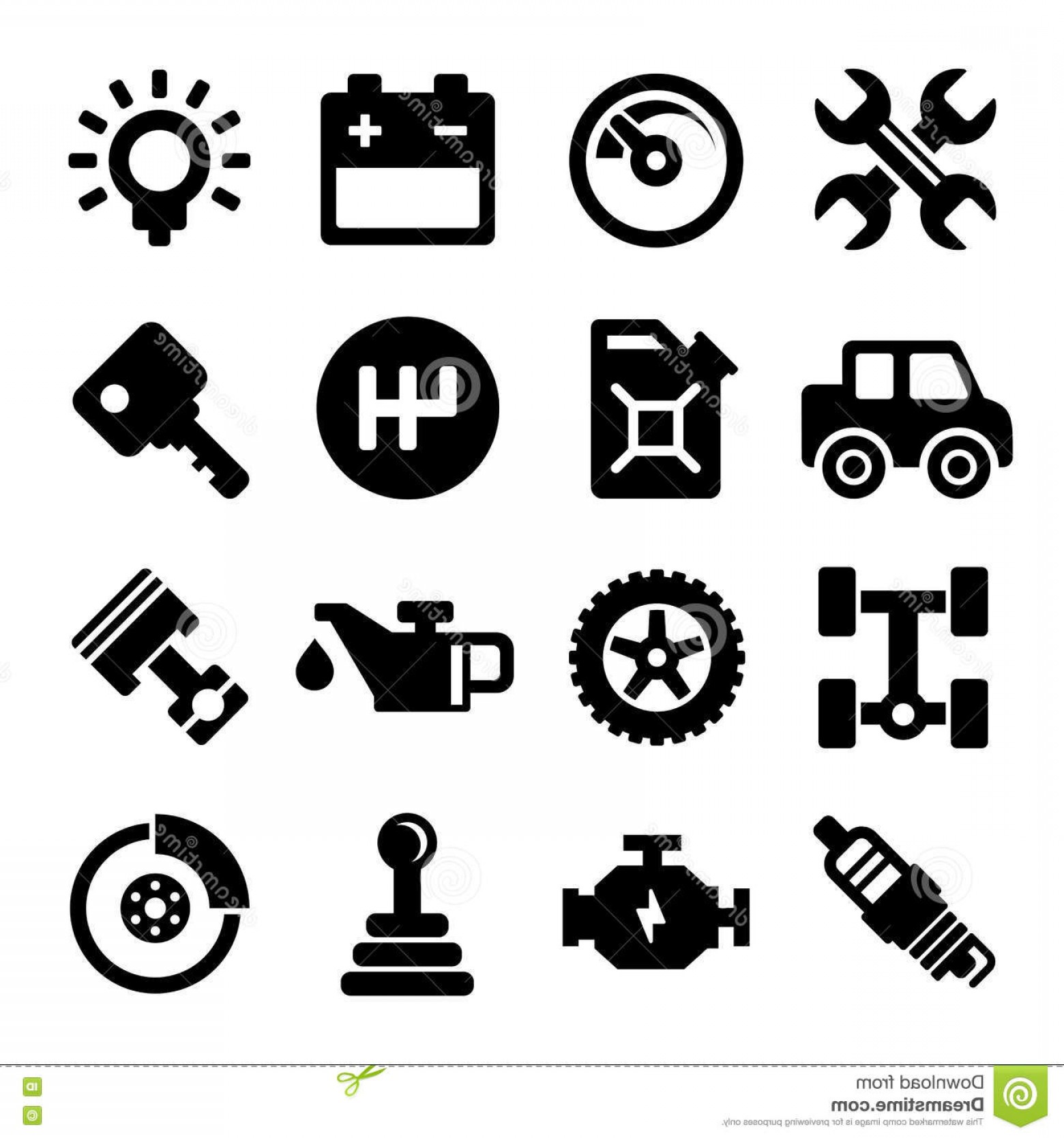 1560x1668 Stock Illustration Auto Repair Service Icons Black Set Vector