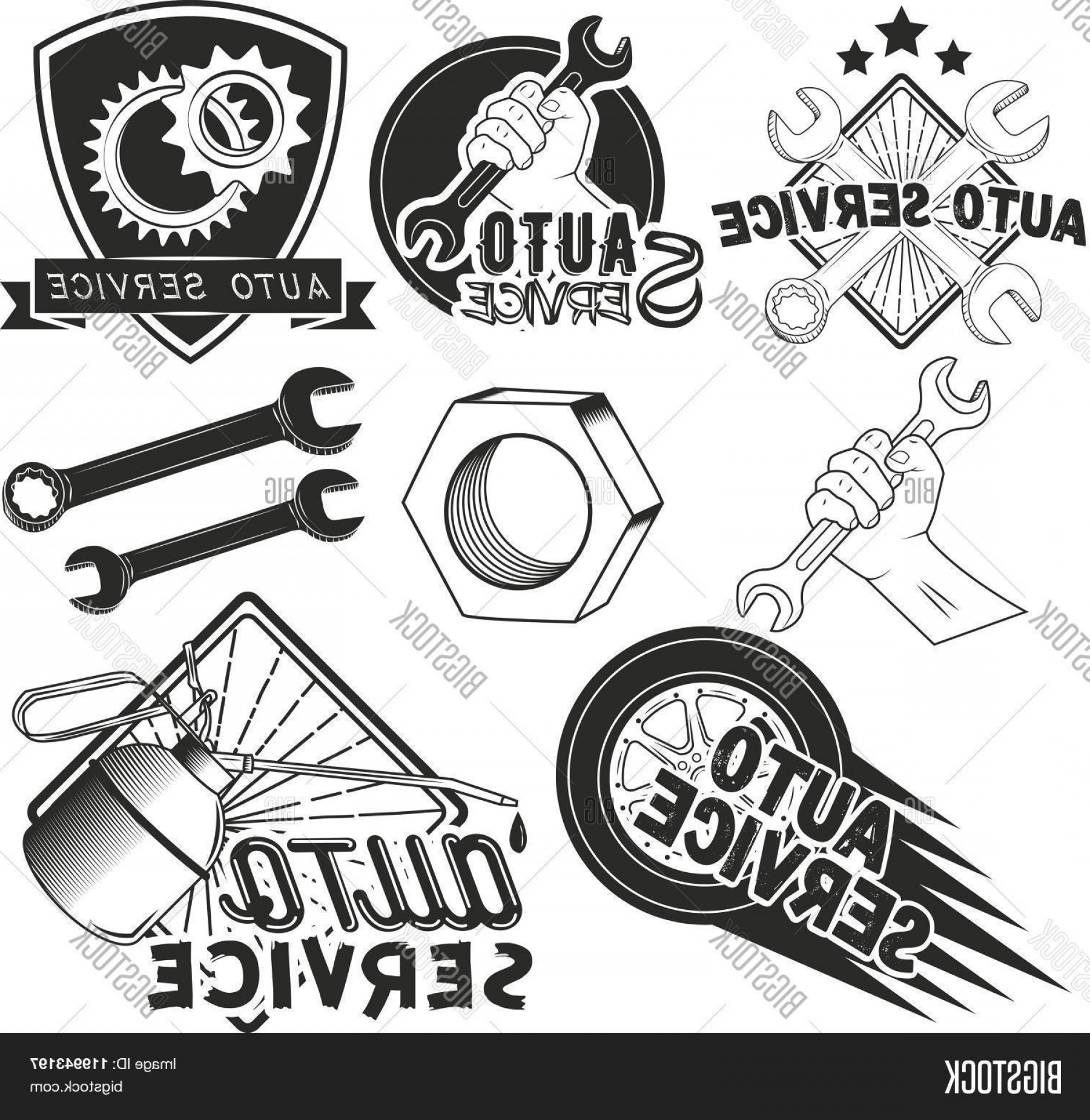 1800x1849 Stock Vector Vector Set Of Auto Service Labels In Vintage Style