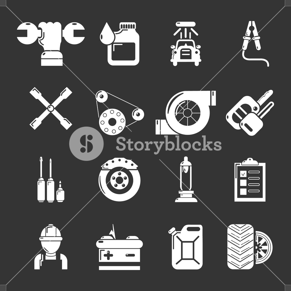 1000x1000 Auto Repair Icons Set Vector White Isolated On Grey Background