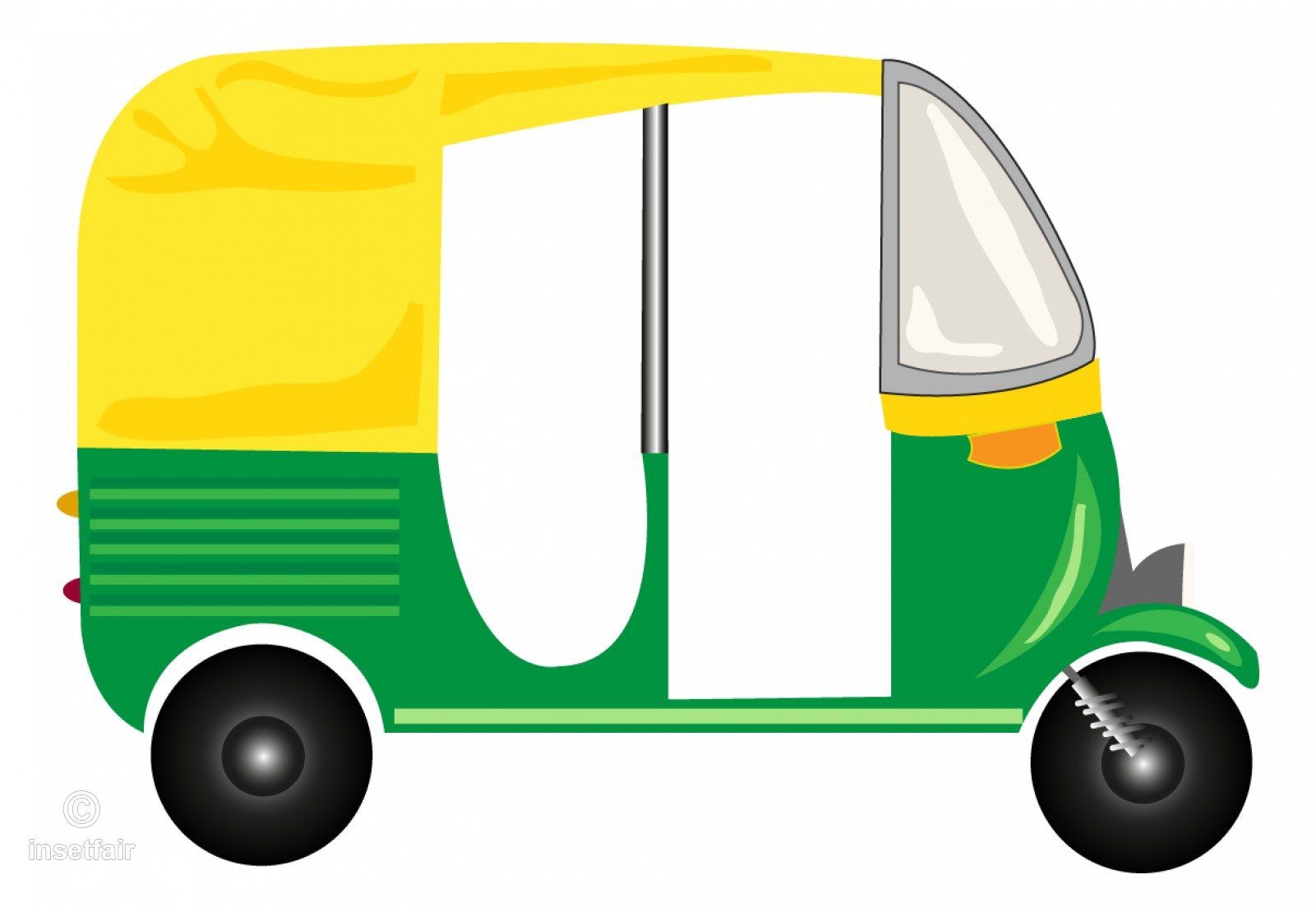 1601x1104 North Indian Auto Rickshaw Side View Vector Illustration