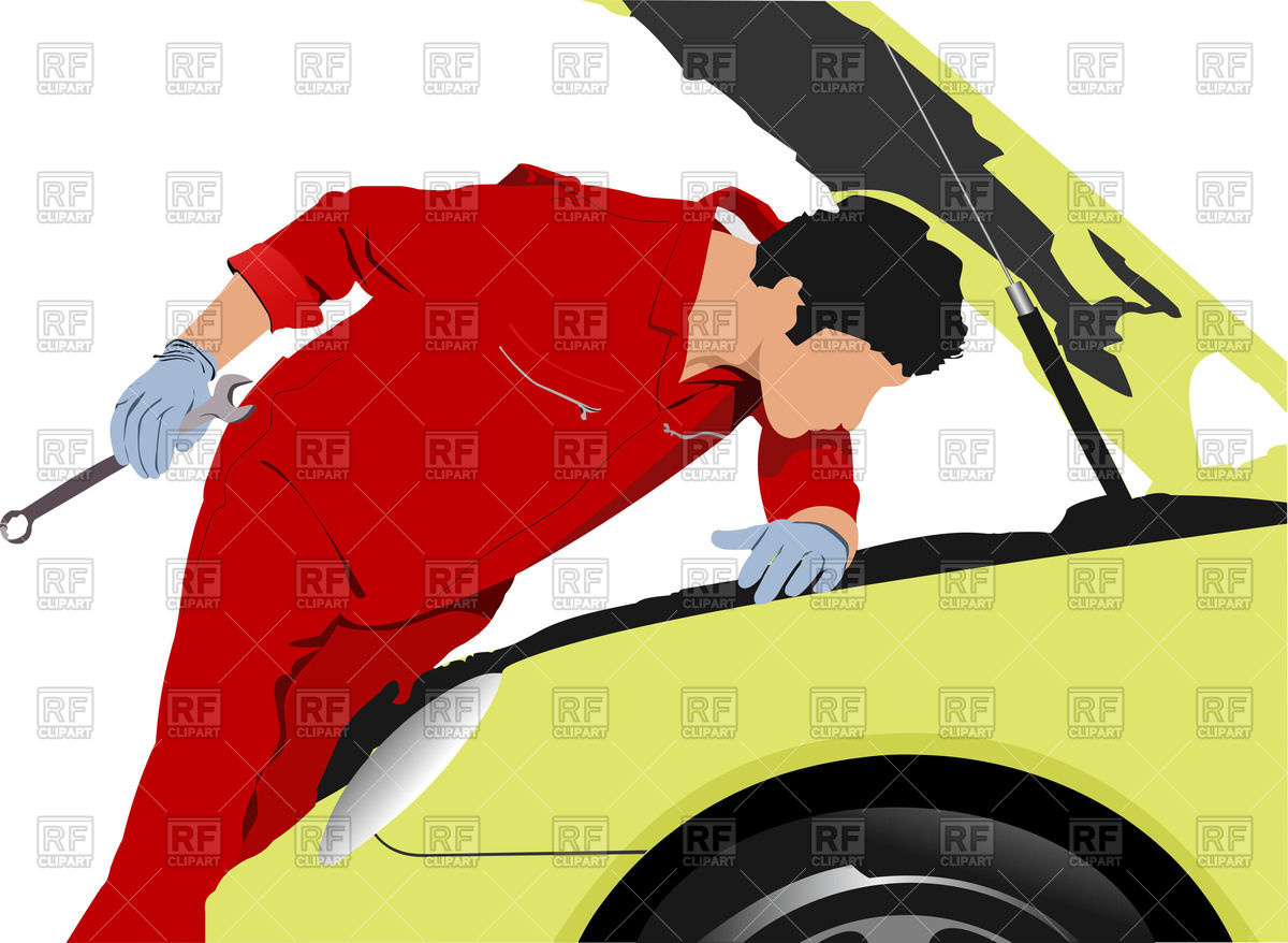 1200x878 Silhouette Of Auto Mechanic Repairing Car Vector Image Of People