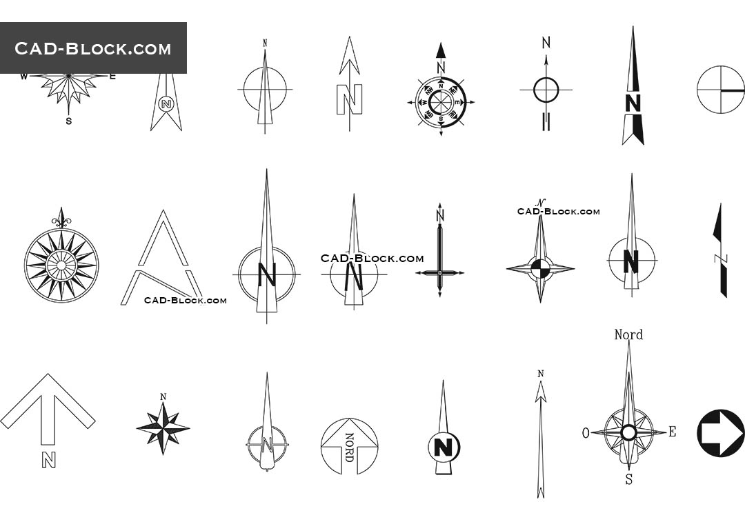 1080x760 North Symbol Cad Block, Vector Dwg Drawings In Autocad
