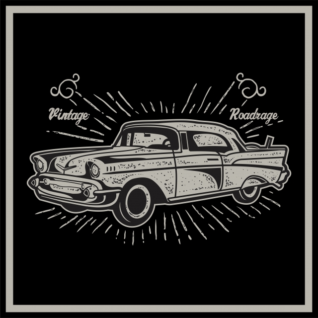 Vector Illustration Of Vintage Car Retro Car On Black Background 640x640 Vector Illustration Of Vintage Car Retro Car On Black Background