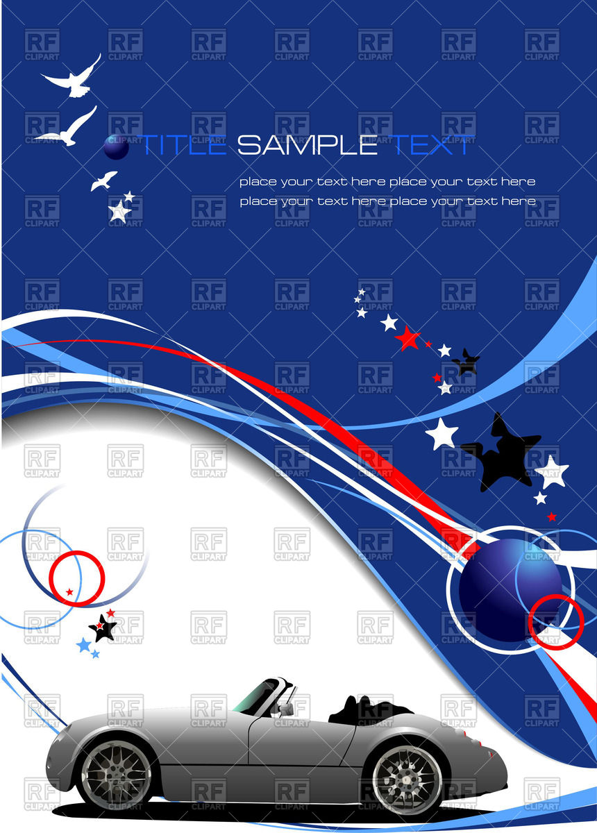 Brochure With Cabriolet Car On Blue White Wavy Background Vector 860x1200 Brochure With Cabriolet Car On Blue White Wavy Background Vector
