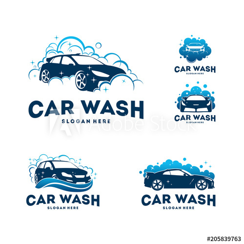500x500 Set Of Car Wash Logo Designs Concept Vector, Automotive Cleaning