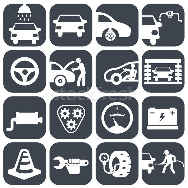 600x600 Vector Auto Mechanic Car Icons Set Vector Illustration Selman