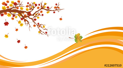 500x276 Branch With Leaves Autumn Background Vector Graphics Stock