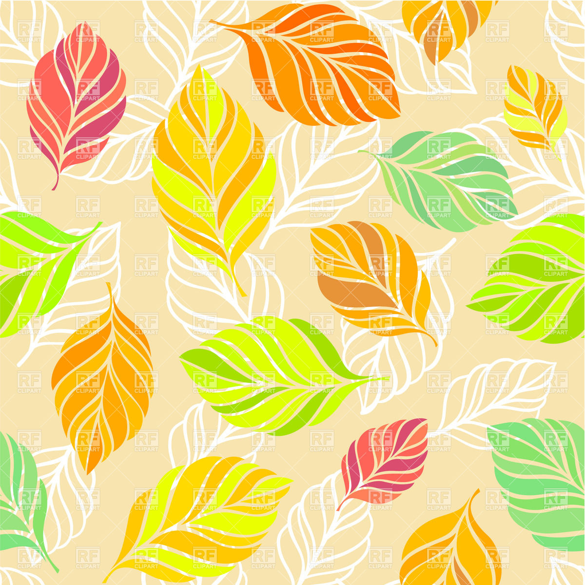 1200x1200 Seamless Autumn Background With Stylized Leafs Vector Image