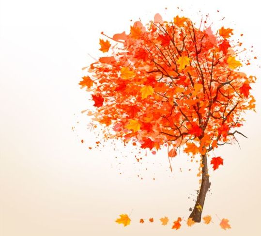 539x487 Autumn Leaves With Tree Vector Background Free Download