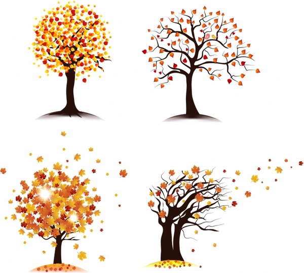 600x540 Autumn Tree Set Free Vector In Adobe Illustrator