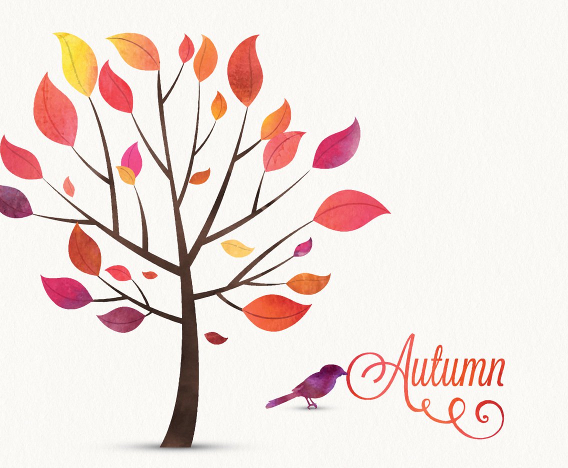 1136x936 Watercolor Autumn Tree Vector Art Graphics