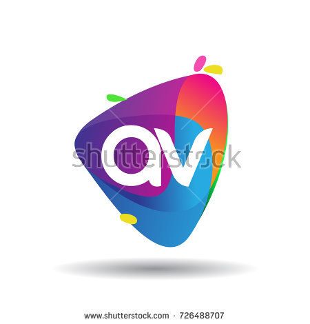 450x470 Letter Av Logo With Colorful Splash Background, Letter Combination