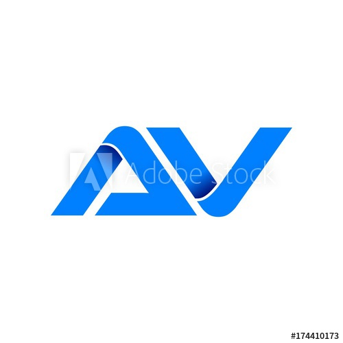 500x500 Av Logo Initial Logo Vector Modern Blue Fold Style
