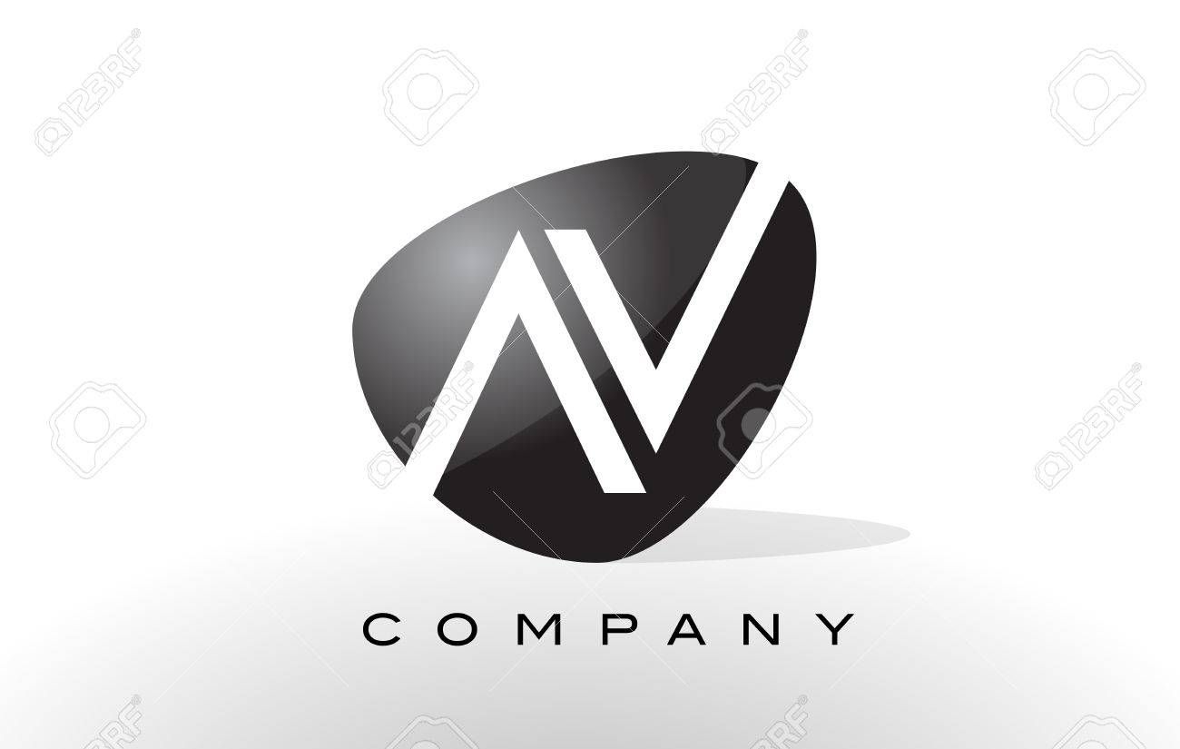 1300x825 Av Logo Letter Design Vector With Oval Shape And Black Colors