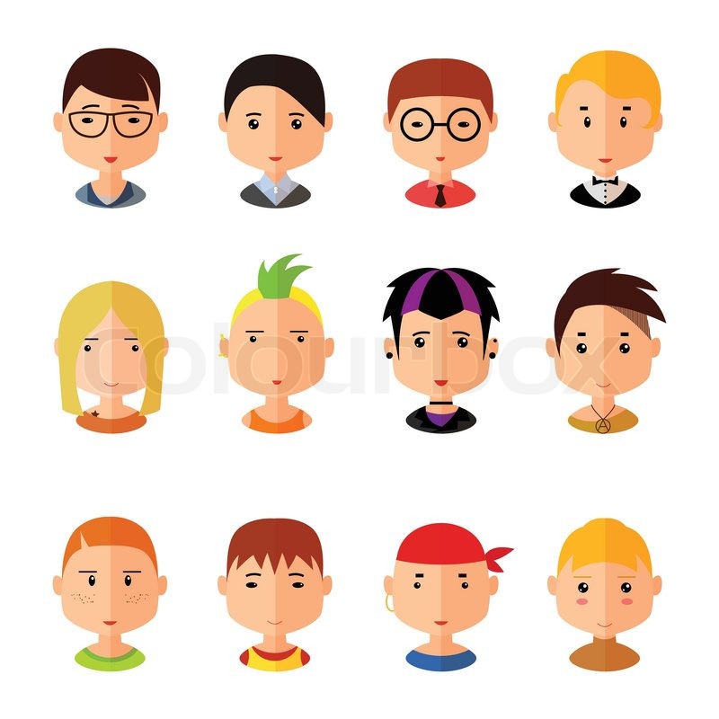 800x800 Vector Set Of Cartoon Avatar Flat Boy Stock Vector Colourbox