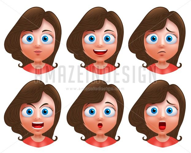 623x501 Female Teenager Girl Heads Avatar Vector Character