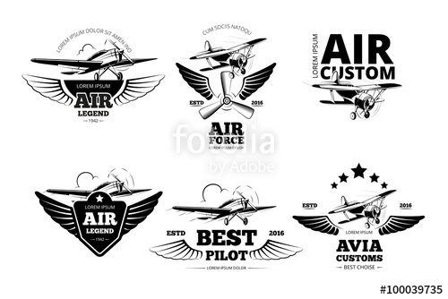 500x334 Airplane Emblems Vector Labels Aviation Logo, Flight And Best