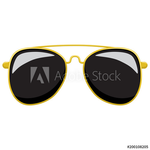 500x500 Sunglasses In Fashionable Gold Frame Shaped Aviator Vector