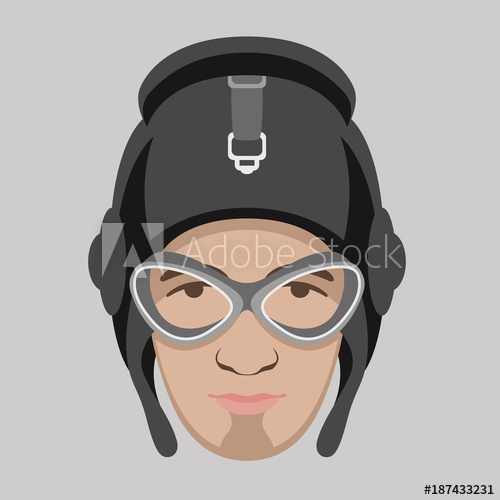 500x500 Man Face In Helmet Of The Aviator Vector Illustration Flat