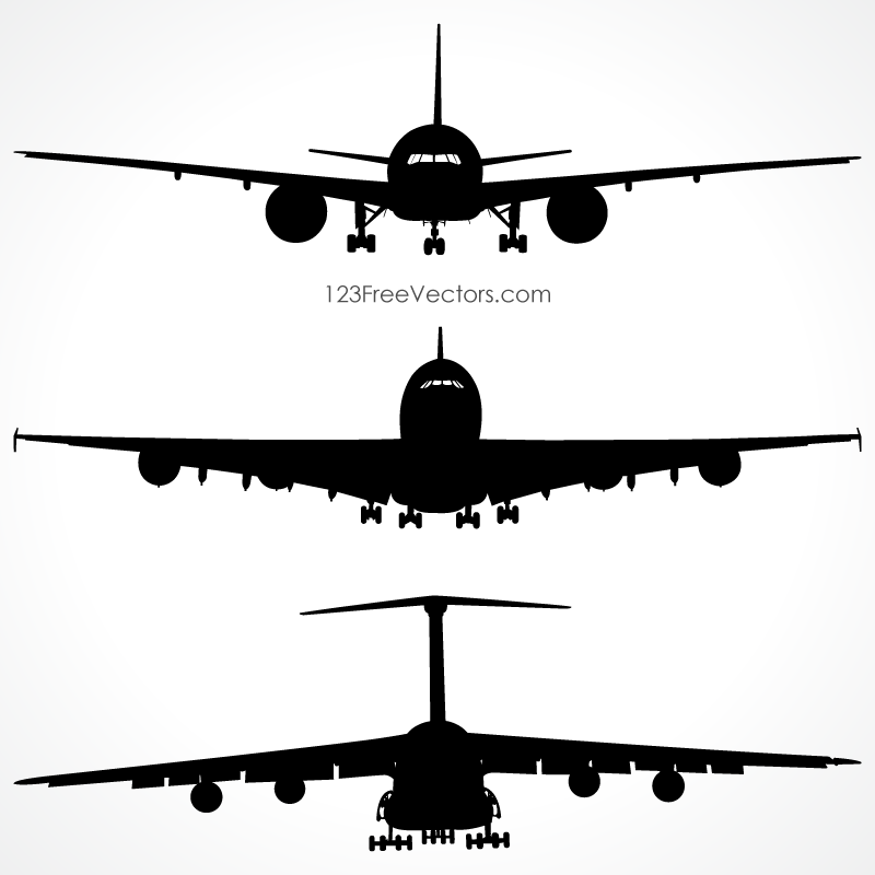 800x800 Airplanes Silhouette Front View Vector Free Cut Tatuajes