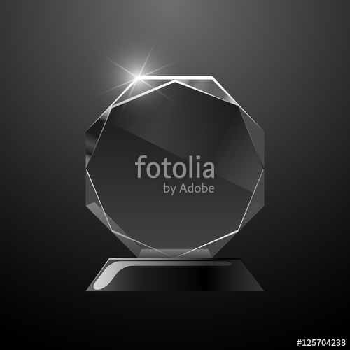 500x500 Glass Shining Award Trophy Isolated On Black Background Vector