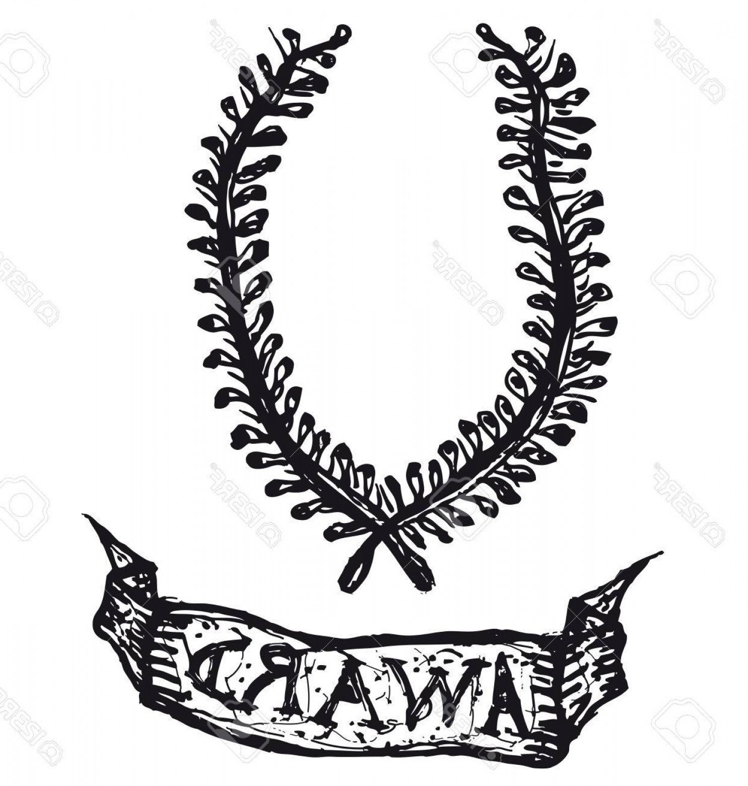 1485x1560 Photostock Vector Illustration Of A Hand Drawn Wreath Of Laurel