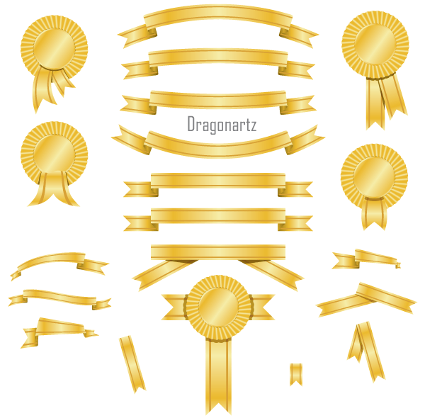 600x590 Vector Golden Banners And Award Ribbons Free Vectors Gold