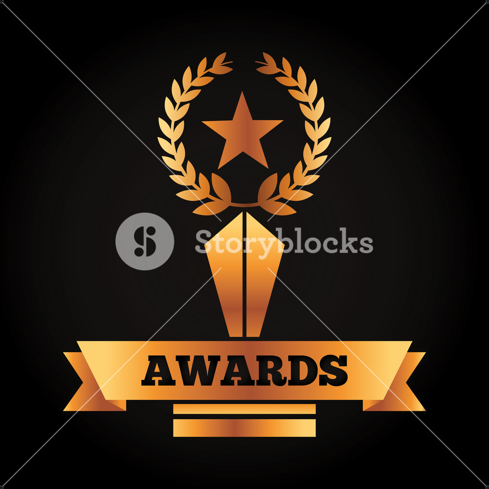1000x1000 Award Gold Star And Laurel Competition Banner Vector Illustration