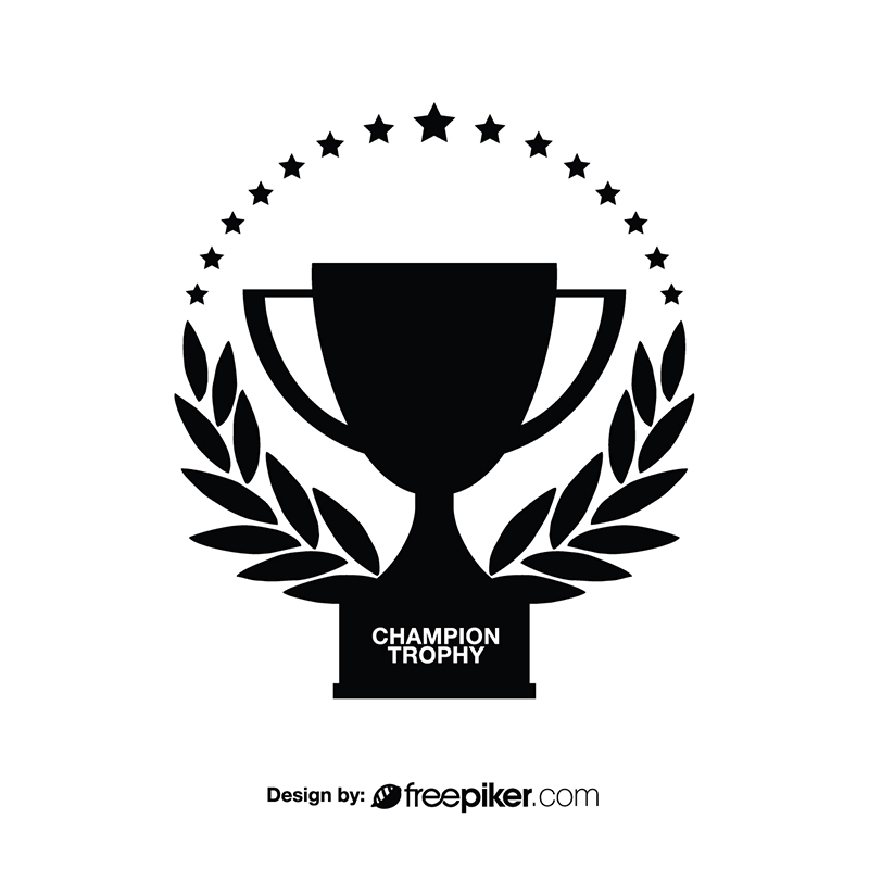 800x800 Freepiker Champions Trophy Award With Leaves Black White