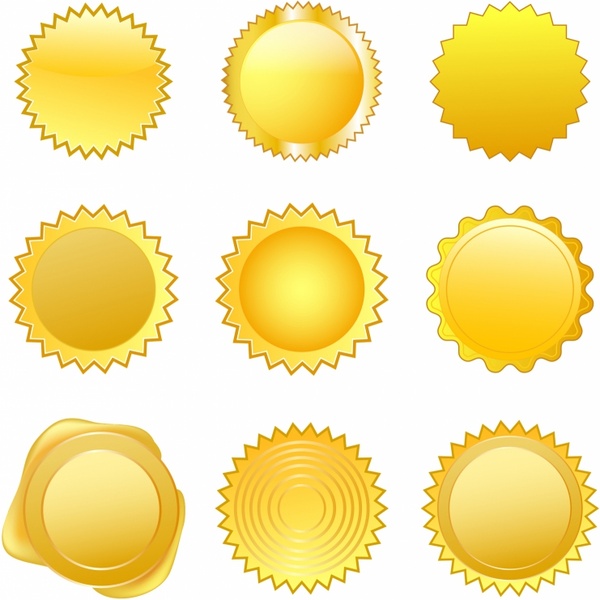 Gold Seals Free Vector In Adobe Illustrator 600x600 Gold Seals Free Vector In Adobe Illustrator
