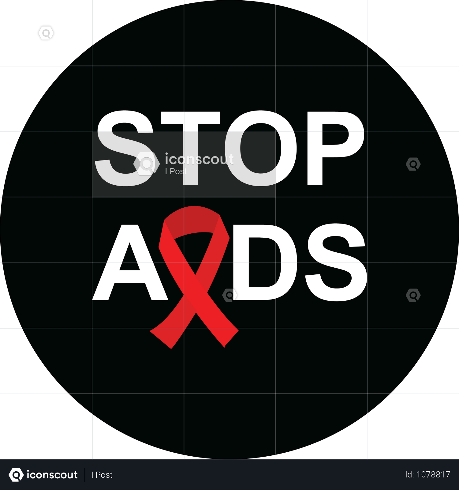 1500x1600 Premium Stop Aids Awareness Ribbon In Black Background Red