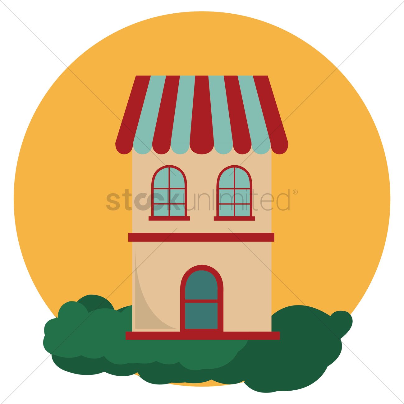 House With Awning Vector Image 1300x1300 House With Awning Vector Image