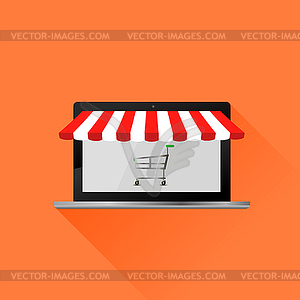 Red White Tent Open Laptop With Striped Awning 300x300 Red White Tent Open Laptop With Striped Awning