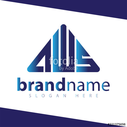 500x500 A W S Letter Triangle Abstract Logo Stock Template Stock Image