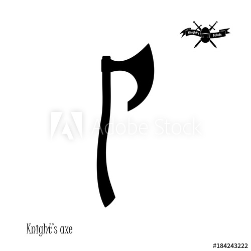 500x500 Black Silhouette Of Knight's Axe On White Background Icon Of War
