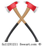 180x195 Free Art Print Of Firefighter Cross Ax And Sledge Hammer