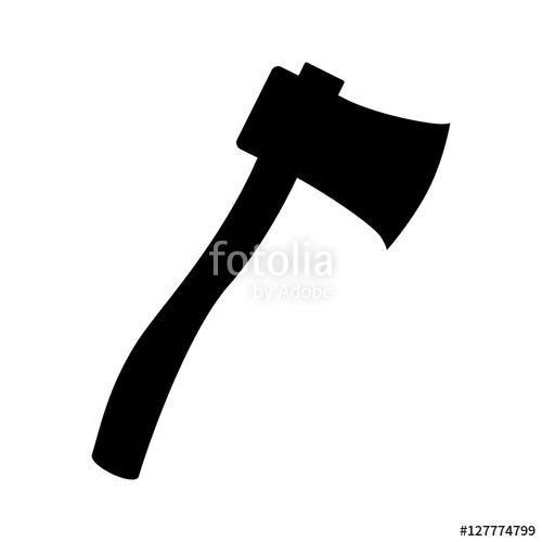 500x500 Black Ax Icon Isolated On White Background, Vector Illustration