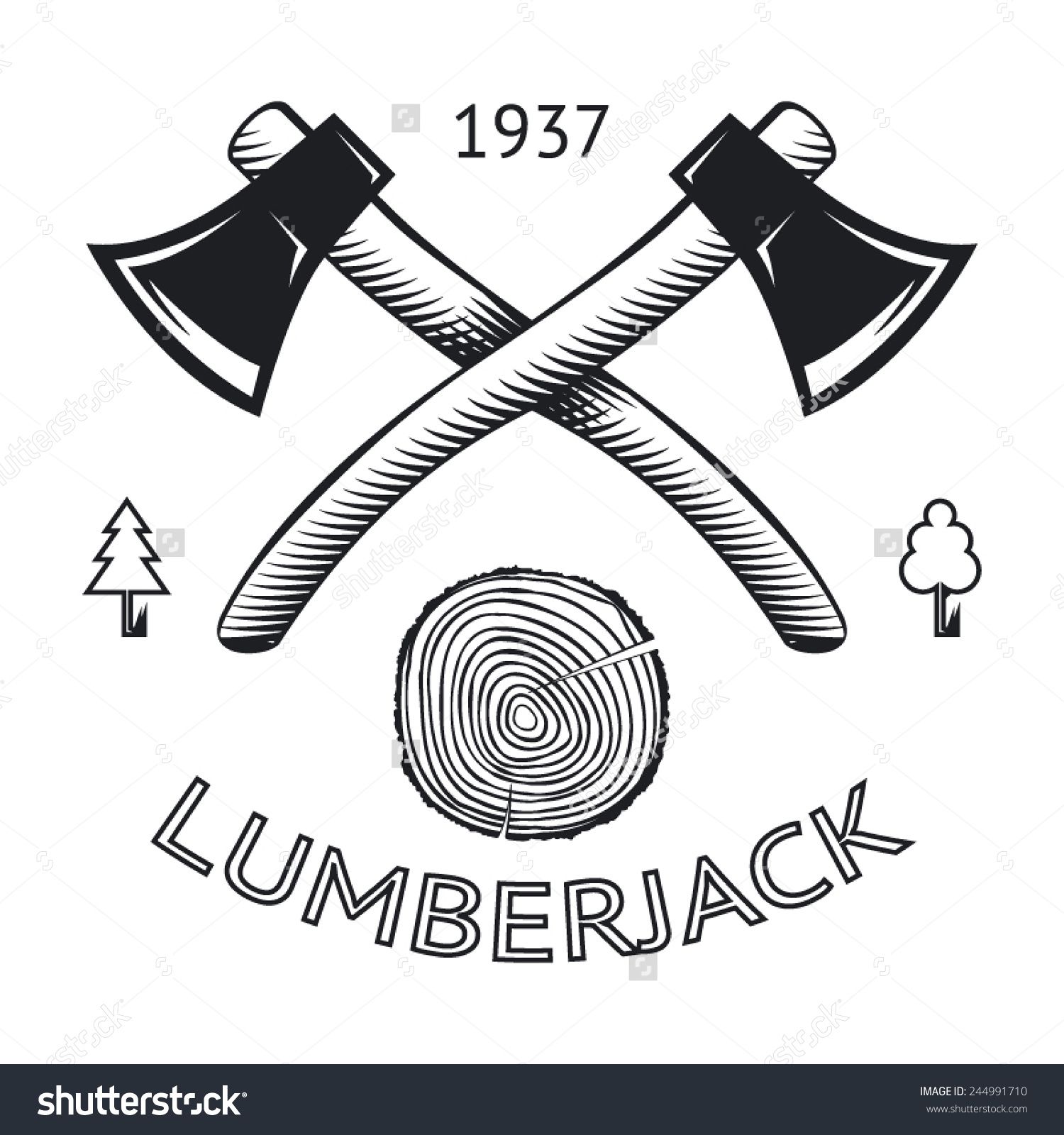 1500x1600 Lumberjack Logo Symbol Hatchet Axe Wood Rings Cut Tree Trunk Icon