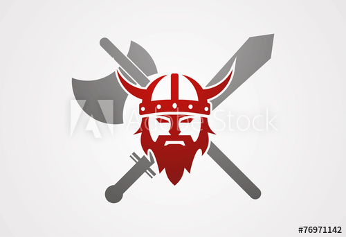 500x342 Viking Head Axe Sword Logo Vector