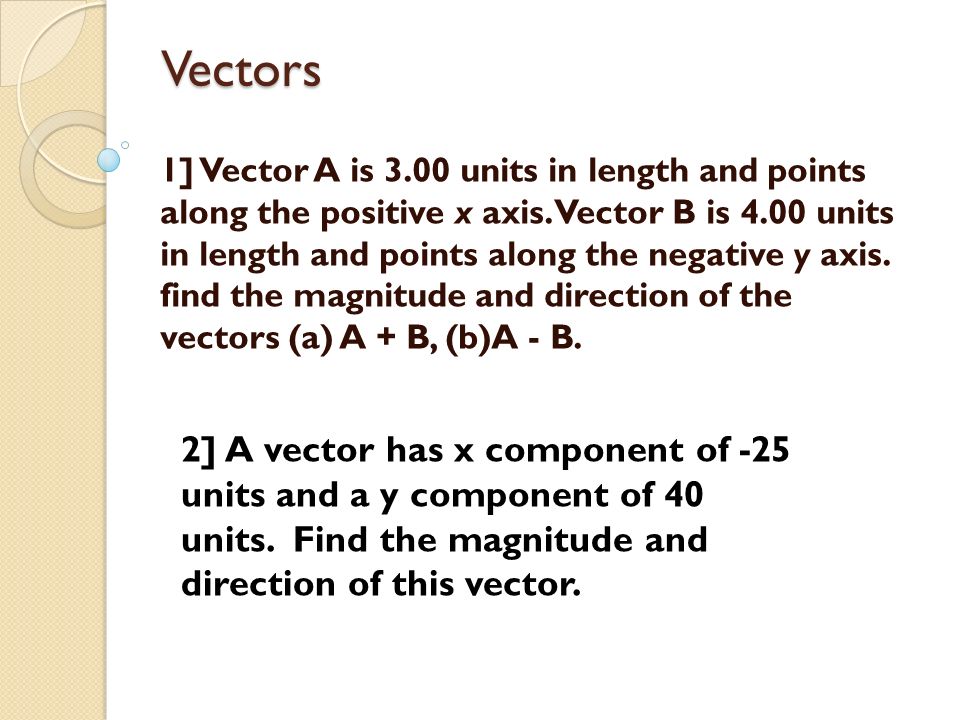 960x720 Vectors Vector A Is Units In Length And Points Along