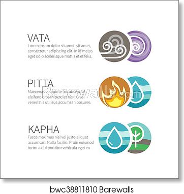 362x382 Ayurveda Vector Elements And Doshas With Text Isolated On White