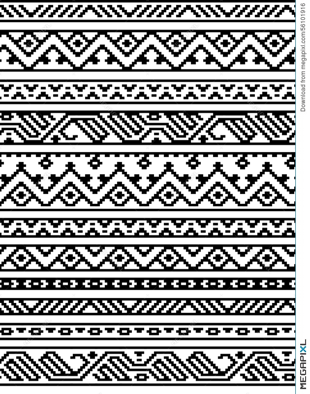 630x800 Black And White Ethnic Geometric Aztec Seamless Borders Pattern