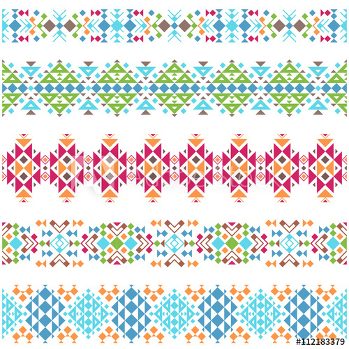 500x500 Colored Tribal Aztec Ethnic Horizontal Borders Vector