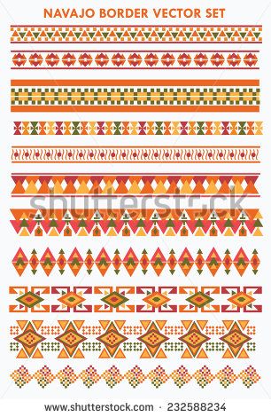 306x470 Colorful Navajo Aztec Border Vector Set