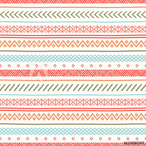500x500 Tribal Hand Drawn Line Geometric Mexican Ethnic Seamless Pattern