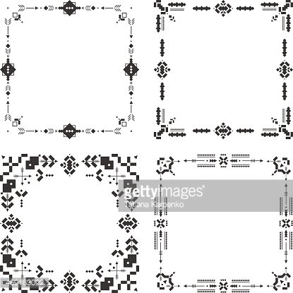 415x415 Vector Tribal Frames, Ethnic Border, Aztec Stile, Tribal Art