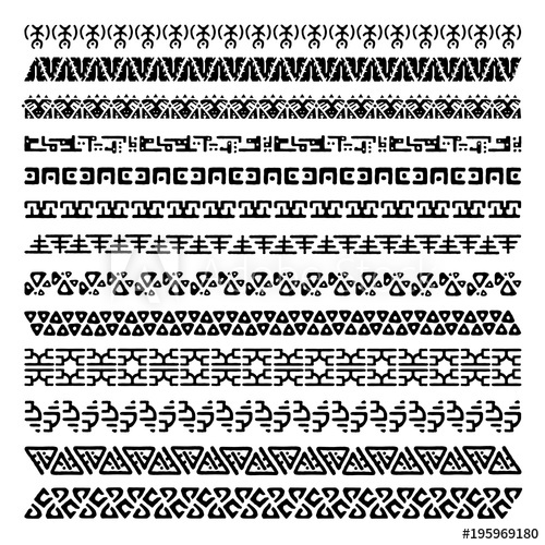 500x500 Vector Set Of Decorative Geometric Seamless Borders In Ethnic
