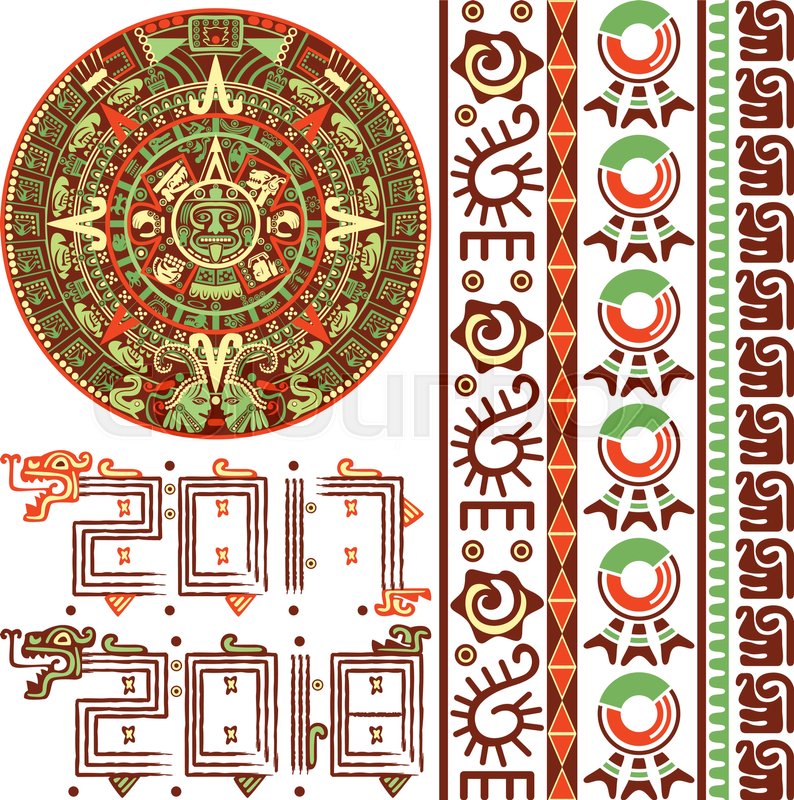 794x800 Vector Of Aztec Calendar With Native Stock Vector Colourbox